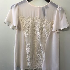 Sheer ivory blouse with lace detail
